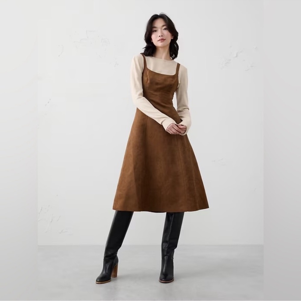 Banana Republic Brown  VEGAN SUEDE STRAPPY MIDI DRESS
